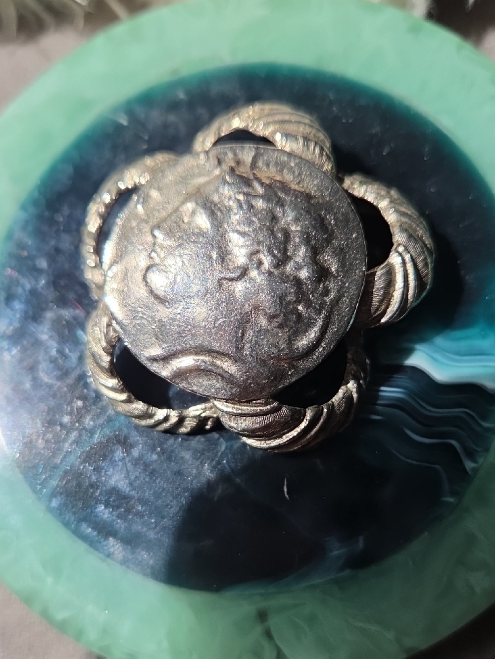 Neoclassical-Style Silver-Tone Scarf Clip.